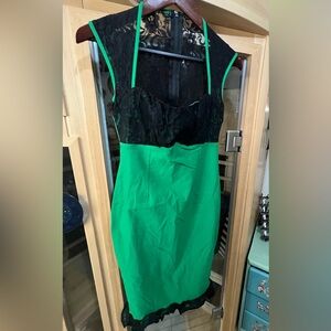 Pinup Couture Black and Green Lace Dress size Large